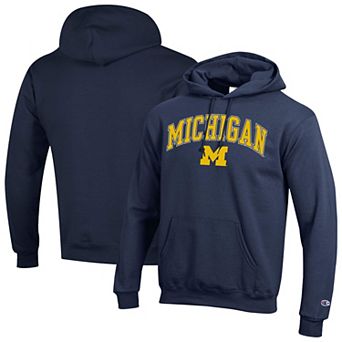 Men's Champion Navy Michigan Wolverines Arched Logo Fleece Pullover Hoodie