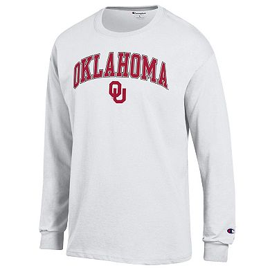 Men's Champion White Oklahoma Sooners Arch Over Logo Long Sleeve T-Shirt