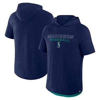Men's Fanatics Navy Seattle Mariners Clubhouse Optimal Play Raglan Short Sleeve Pullover Hoodie