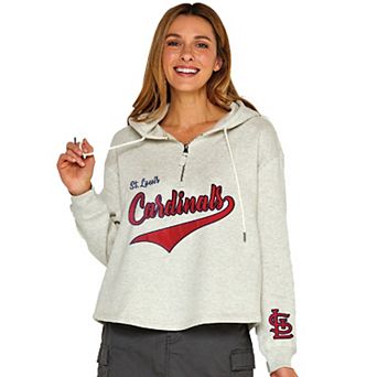 Women's Soft as a Grape Oatmeal St. Louis Cardinals Fleece Quarter-Zip Hoodie