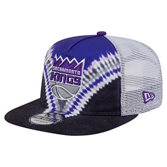 Men's New Era Black/Purple Sacramento Kings Throwback Dye Golfer Snapback Hat