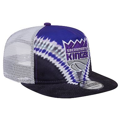 Men's New Era Black/Purple Sacramento Kings Throwback Dye Golfer Snapback Hat