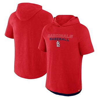 Men's Fanatics Red St. Louis Cardinals Clubhouse Optimal Play Raglan Short Sleeve Pullover Hoodie