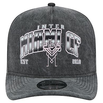 Men's New Era Black Inter Miami CF Washed 9FIFTY A-Frame Adjustable Hat