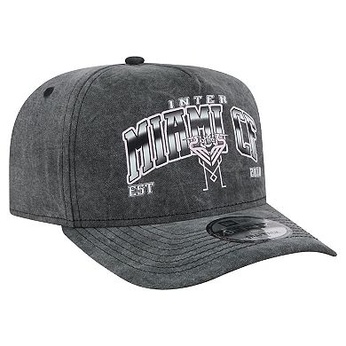 Men's New Era Black Inter Miami CF Washed 9FIFTY A-Frame Adjustable Hat