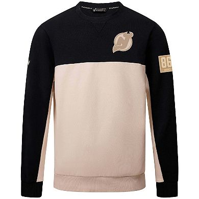 Men's Levelwear Jack Hughes Black New Jersey Devils Name & Number Pullover Sweatshirt