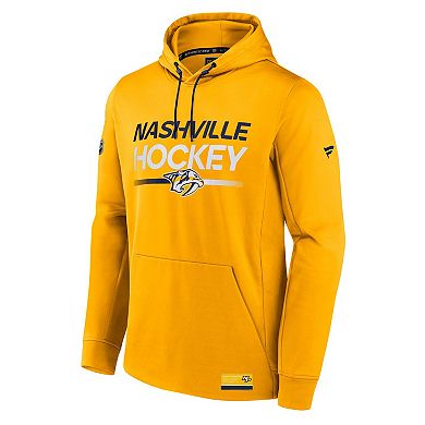 Men's Fanatics Gold Nashville Predators Authentic Pro Pullover Hoodie