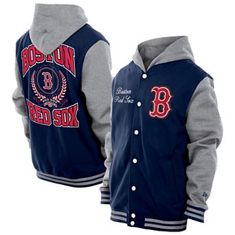 Men's New Era Navy Boston Red Sox Throwback Prep Full-Snap Hoodie Jacket