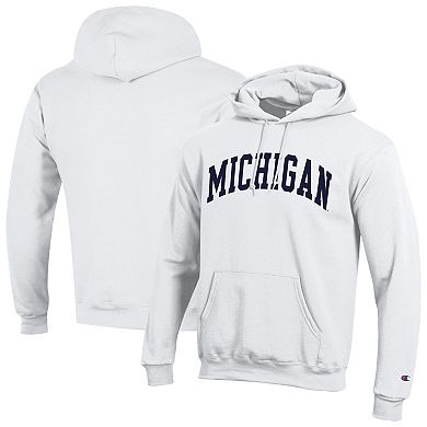 Men's Champion White Michigan Wolverines Basic Arch Fleece Pullover Hoodie