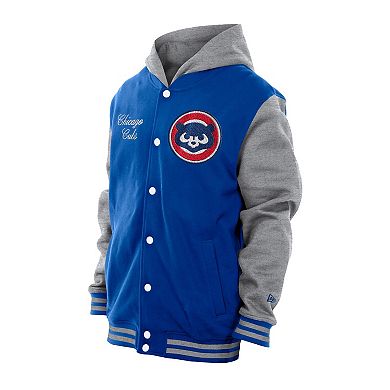 Men's New Era Royal Chicago Cubs Throwback Prep Full-Snap Hoodie Jacket