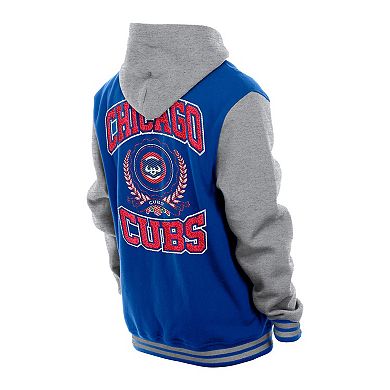 Men's New Era Royal Chicago Cubs Throwback Prep Full-Snap Hoodie Jacket
