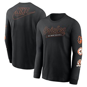 Men's Nike Black Baltimore Orioles Cooperstown Collection Knockout Long Sleeve T-Shirt