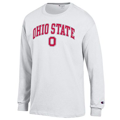 Men's Champion White Ohio State Buckeyes Arch Over Logo Long Sleeve T-Shirt