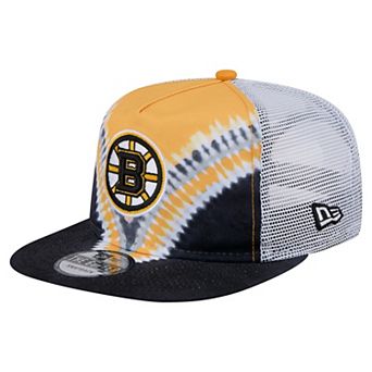 Men's New Era Black/Gold Boston Bruins Throwback V-Dye Adjustable Golfer Hat