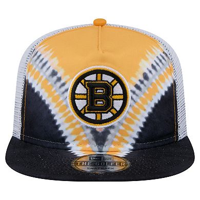 Men's New Era Black/Gold Boston Bruins Throwback V-Dye Adjustable Golfer Hat