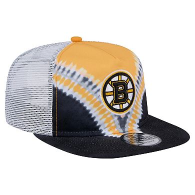 Men's New Era Black/Gold Boston Bruins Throwback V-Dye Adjustable Golfer Hat
