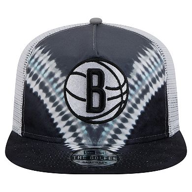 Men's New Era Black/Gray Brooklyn Nets Throwback Dye Golfer Snapback Hat