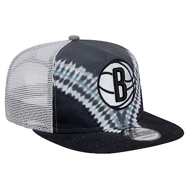 Men's New Era Black/Gray Brooklyn Nets Throwback Dye Golfer Snapback Hat