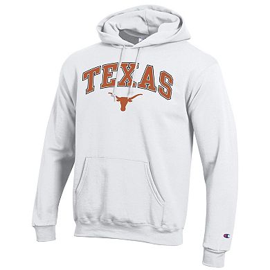 Men's Champion White Texas Longhorns Arch Over Logo Pullover Hoodie