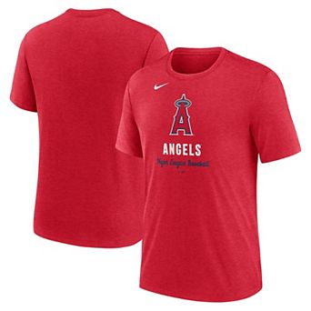 Men's Nike Heather Red Los Angeles Angels Logo Tri-Blend T-Shirt