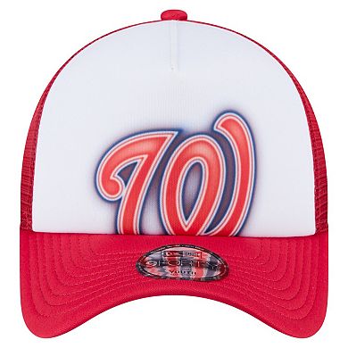 Toddler New Era White/Red Washington Nationals Painted A-Frame 9FORTY Trucker Adjustable Hat