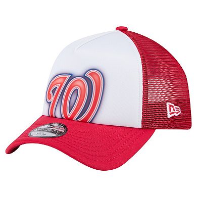 Toddler New Era White/Red Washington Nationals Painted A-Frame 9FORTY Trucker Adjustable Hat