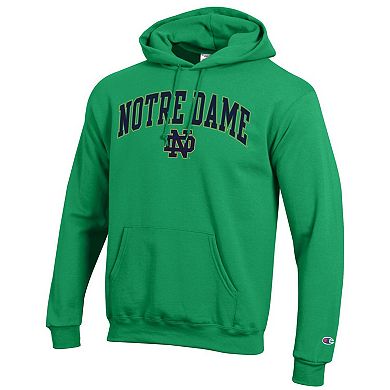Men's Champion Green Notre Dame Fighting Irish Arched Logo Fleece Pullover Hoodie