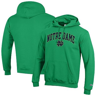 Men's Champion Green Notre Dame Fighting Irish Arched Logo Fleece Pullover Hoodie