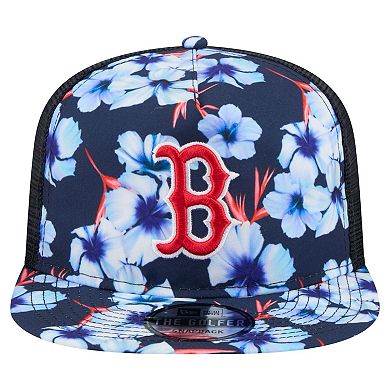 Men's New Era Navy Boston Red Sox Adventure Pattern Golfer Trucker Snapback Hat