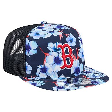 Men's New Era Navy Boston Red Sox Adventure Pattern Golfer Trucker Snapback Hat