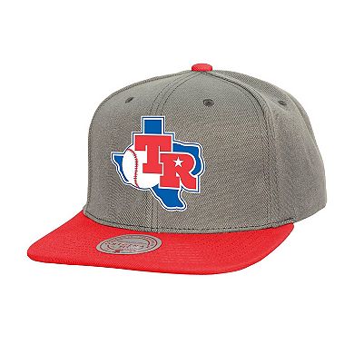 Men's Mitchell & Ness Gray Texas Rangers Cooperstown Collection Basic Flip Snapback Hat