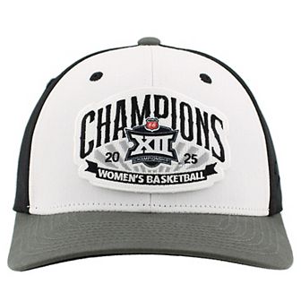 Unisex Zephyr White/Charcoal TCU Horned Frogs 2025 Big 12 Women's Basketball Conference Tournament Champions Locker Room Adjustable Hat