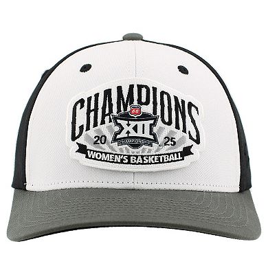 Unisex Zephyr White/Charcoal TCU Horned Frogs 2025 Big 12 Women's Basketball Conference Tournament Champions Locker Room Adjustable Hat