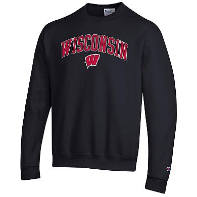 Men's Champion Black Wisconsin Badgers Arch Over Logo Pullover Sweatshirt