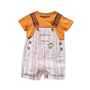 Infant Boys' Shortalls Green, Orange and Purple 2 pc Set Perfect for Summer