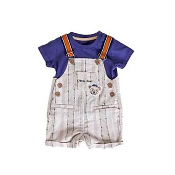 Infant Boys' Shortalls Green, Orange and Purple 2 pc Set Perfect for Summer