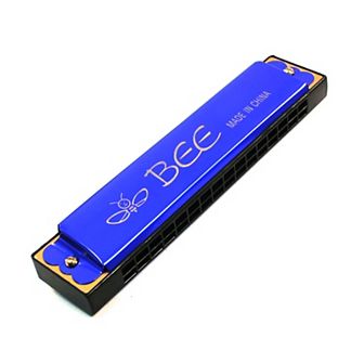 Honeybee Print 16 Holes Harmonica Mouth Organ Blue