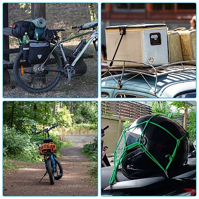 Bungee Cargo Net, 3 Pack High Elastic Motorcycle Luggage Straps with 6 Hooks for Bicycle Motorcycle