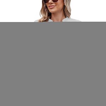 Women Short Sleeve V Neck Casual Loose Blouse Hollow Pure Color Tops for Outdoor