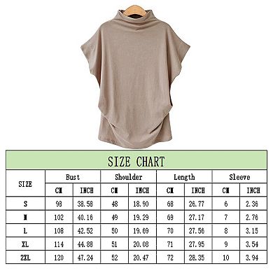 Women's Half Turtleneck Doll Sleeve T-Shirt Mock Neck Dolman Short Sleeve Top Loose Shirt