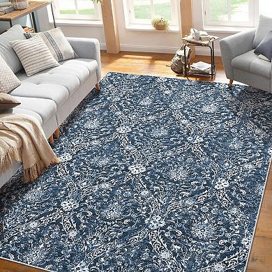 Garvee Machine Washable Non Slip Bordered Area Rugs Stain Resistant Non Shedding for Home