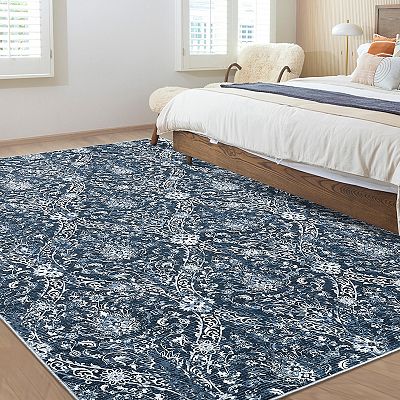 Garvee Machine Washable Non Slip Bordered Area Rugs Stain Resistant Non Shedding for Home
