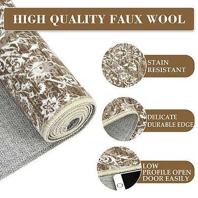 Garvee Machine Washable Non Slip Bordered Area Rugs Stain Resistant Non Shedding for Home