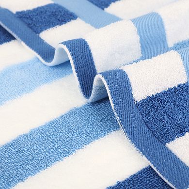 Hand Towels Set of 2 Striped Cotton Absorbent Soft Decorative Towel for Bathroom