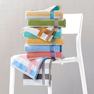 Hand Towels Set of 2 Striped Cotton Absorbent Soft Decorative Towel for Bathroom