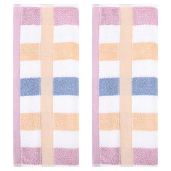 Hand Towels Set of 2 Striped Cotton Absorbent Soft Decorative Towel for Bathroom
