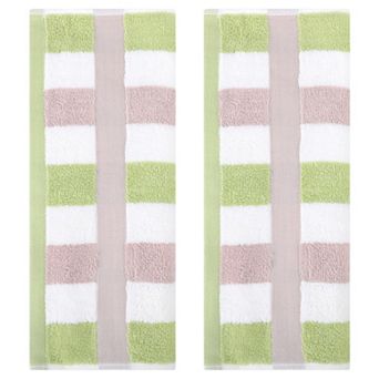 Hand Towels Set of 2 Striped Cotton Absorbent Soft Decorative Towel for Bathroom