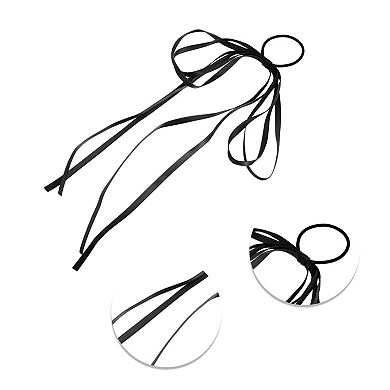 Grace Solid Bow Long Ribbon Hair Elastic Band 1 Pc
