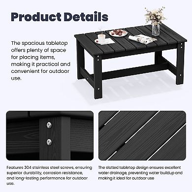 Outdoor Patio HDPE Loveseat and Table Set, Removable Cushions Included