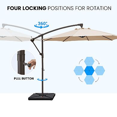 10FT Round Cantilever Offset Patio Umbrella with 360° Rotation & Tilt Function